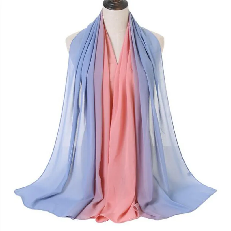 China supplier summer beach wear fashion color gradient scarf Europe hot sale ombre silk scarf