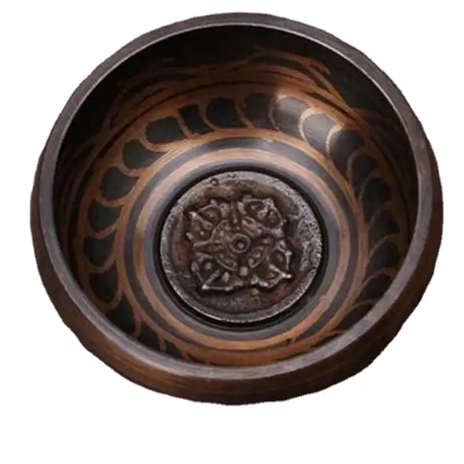 MZL 티베트 불교 구리 철자 흠 노래 그릇 골동품 장식 티벳 사운드 치료 장식품