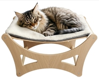 Lit hamac multifonctionnel en bois pour chat avec tapis à gratter en sisal naturel Lit rectangulaire surélevé pour chat d'intérieur