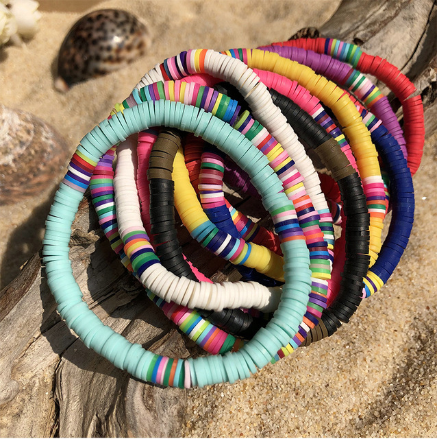 Clay Bracelet,Handmade Bracelet Wholesale Handmade Jewelry Bohemian Colorful Polymer Clay Bracelet