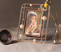 Cadres photo en fil d'or, de style nordique moderne, avec perle blanche, pour décoration intérieure, prenant en charge taille personnalisée, livraison gratuite