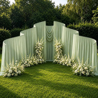 Toile de fond personnalisée DKB pour mariage, cadre ondulé en forme de S et rideau en soie verte, décoration et fournitures de mariage