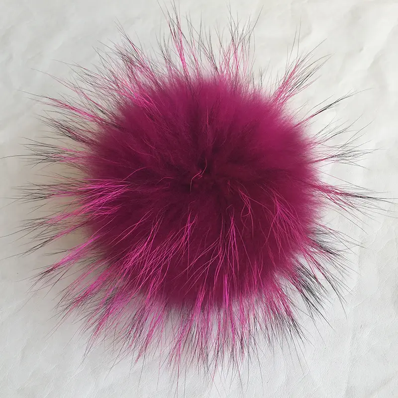 Luxury DIY large Real Fox Fur Pompoms with Pin Raccoon long Fur Poms Balls Natural Fur Pompon For Hats Bags Shoes Accessories