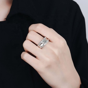 ファッションビジネスタイプS925スターリングシルバーVvs Dカラー1 CT Moissaniteメンズリング結婚婚約 - Product Image 6