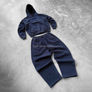 Design Custom <b>Blank</b> Acid Wash Pullover Hoodies and Baggy Sweatpants Set 100% Cotton Heavy <b>Weight</b> French Terry Hoodies Tracksuits - Product Image 1