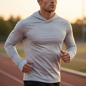 Chemise <span class=keywords><strong>de</strong></span> sport à capuche pour <span class=keywords><strong>homme</strong></span> UPF 50+, séchage rapide, manches longues, protection solaire pour la pêche, la randonnée, la course à pied - Product Image 1