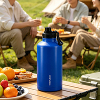 Bouteille d'eau isotherme sous vide en acier inoxydable 304 de 64 oz/2000 ml, double paroi, sans BPA, avec poignée, pour le sport, la remise en forme, les pique-niques en plein air