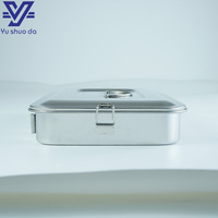 Boîte de stérilisation en acier inoxydable 304, plateau ventilé pour instruments médicaux avec loquet de verrouillage et poignée, autoclavable, dentaire