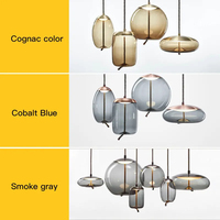Jpungsun Lustre de Plafond LED Nordique pour Salle à Manger Cuisine Îlot Dia 30cm Décoratif Moderne Fumée Gris Verre Suspension