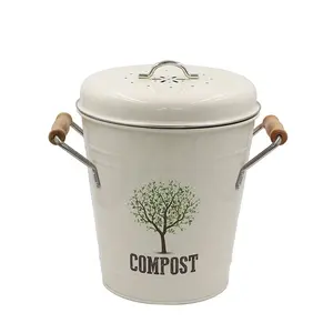 Petit seau à compost en acier au carbone enduit de poudre écologique à double couche de qualité supérieure seau à compost bac à compost de comptoir