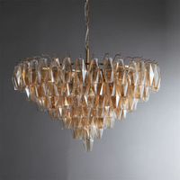 Suspendu Plafond En Laiton Fumée Lustre En Verre De Luxe Éclairage Décoratif Salon Maison Plafonniers Moderne Foyer Lustre