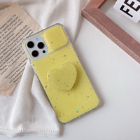 Nouvel arrivage Étui de téléphone portable liquide avec accessoires de béquille en forme de coeur Couverture arrière pour iPhone 11 12 13 14 15 16 17 Pro Max