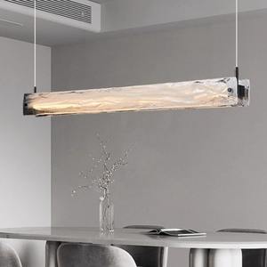 Italian Modern Minimalist Dining Room Bar Island Long Strip Pendant Cloud-like Glass <b>Chandelier</b> with Smart <b>Lighting</b> Fixture - Product Image 2