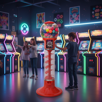 Distributeur automatique de bonbons et de jouets en spirale rouge à monnayeur Niudele, capacité de 160 à 800 pièces, en PC/ABS, garantie 1 an, 130 cm