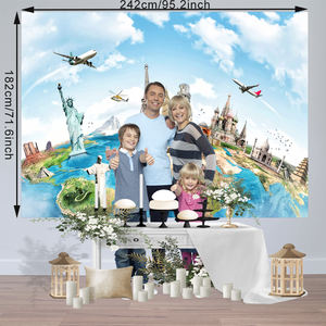 Carte de la terre dans le monde entier Continent célèbre repère paysage <span class=keywords><strong>photographie</strong></span> arrière-plan autour de bébé bébé adulte Portrait photomaton - Product Image 6