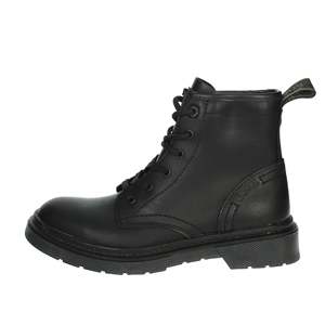 Botines de mujer de cuero negro con cordones estilo trabajo - Product Image 1