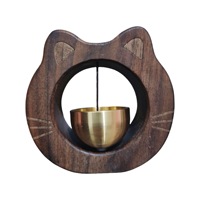 Gran oferta, timbre de madera magnético de gato con tonos de latón, timbre de señal de estilo Vintage para alquiler para puerta de edificio de apartamentos