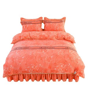 Dày Sữa Nhung Bốn Mảnh Thiết Lập Mùa Đông San Hô Lông Cừu Hai Mặt Flannel Duvet Bìa Giường Váy Hiện Đại Dùng Một Lần Bán Buôn - Product Image 5