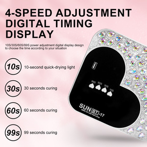 Nuova Lampada UV LED per Unghie SUN BT-17 <span class=keywords><strong>2</strong></span> in 1, 288W, 4 Timer, 45 LED, Fondo Rimovibile, Ricaricabile Wireless Automatica - Product Image 6