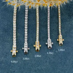 Gelang tenis berlian 14k 18k, gelang tenis Lab emas berlian perhiasan berlian tumbuh
