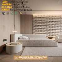 Dressing moderne minimaliste en chêne avec tabouret rond et étagères suspendues, menuiserie sur mesure pour appartements de luxe aux États-Unis