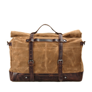 Borsa da viaggio portatile da uomo di grande capacità da esterno borsa da viaggio impermeabile per olio tela di cera con cavallo pazzo borsa a tracolla in vacchetta - Product Image 5