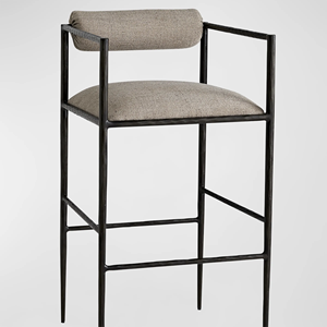 Tabouret de <span class=keywords><strong>bar</strong></span> de haute qualité avec finitions martelées, métal forgé à la main et tissu - Product Image 1