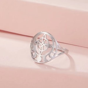 Nuovo stile anello con nodo celtico in stile Irish con nodo strega e fase della luna Casual in acciaio inox gioielli regalo all'ingrosso - Product Image 1