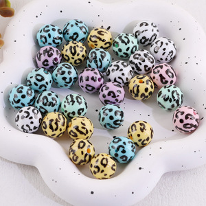 Cuentas Sueltas de Resina Acrílica y Plástica con Estampado de Leopardo de 16 mm (Azul Claro/Amarillo/Morado) Color Aleatorio Verano 2024 para Hacer Joyas - Product Image 4