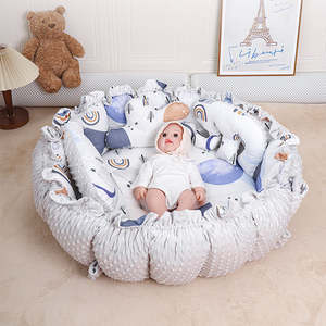 Nid douillet 2-en-1 Oeko-Tex pour nouveau-né, tapis de jeu matelassé à motif floral, <span class=keywords><strong>lit</strong></span>-nid portable et moderne - Product Image 1