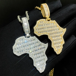 Moda Hip Hop joyería nuevo Iced Out Bling <span class=keywords><strong>Mapa</strong></span> de África colgante collar Color oro <span class=keywords><strong>completo</strong></span> CZ Zircon encanto hombres - Product Image 3