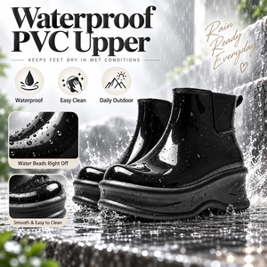 Bottes de pluie courtes imperméables en PVC pour femmes, plateforme épaisse, antidérapantes, pour le jardin et la mode en extérieur - Product Image 3