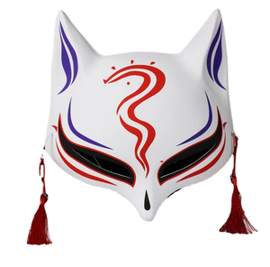 Máscara de Zorro Kitsune <span class=keywords><strong>para</strong></span> Fiesta de Halloween, Cosplay, Kabuki Japonés, Mascarada Tradicional, PVC, Impresión UV, Pintado a Mano, <span class=keywords><strong>Mariposa</strong></span> - Product Image 1