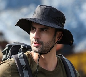 Cappelli da <span class=keywords><strong>sole</strong></span> da uomo protezione UV Safari berretto Boonie da viaggio per arrampicata in montagna da esterno cappello a secchiello da pescatore a tesa larga - Product Image 3