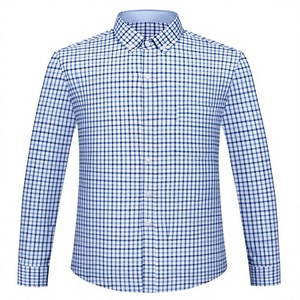 เสื้อเชิ้ตผู้ชายผ้าฝ้ายอ๊อกซ์ฟอร์ด 100% ทรงเข้ารูป แขนยาว ลายสก็อต สไตล์ลำลอง ธุรกิจ ผ้ากันยับ ย้อมเส้นด้าย สำหรับฤดูใบไม้ผลิและฤดูร้อน - Product Image 4