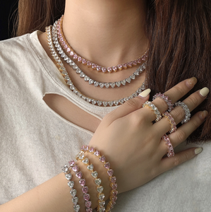 In magazzino 5A cubic zirconia iced out bling heart cz collana a catena da tennis per donna uomo regalo <span class=keywords><strong>di</strong></span> <span class=keywords><strong>san</strong></span> <span class=keywords><strong>valentino</strong></span> set <span class=keywords><strong>di</strong></span> <span class=keywords><strong>gioielli</strong></span> <span class=keywords><strong>di</strong></span> moda - Product Image 2