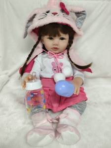 Juego Grande de Muñeca <span class=keywords><strong>Reborn</strong></span> Personalizada de Vinilo de Silicona con Piel Blanca y Biberón Realista - Product Image 5