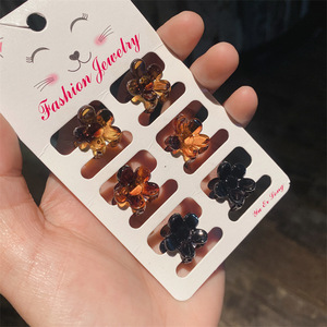 Bijoux fantaisie, ensemble de 6 pinces à cheveux en acétate, design nœud papillon, mignonnes, pour femmes, usage quotidien, emballage en carton - Product Image 4