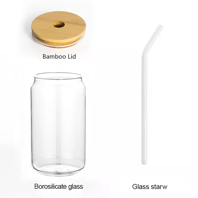 Бестселлер в США, 12 унций, 350 мл, пустые пивные бокалы в форме прозрачных пивных стаканов из боросиликатного стекла, чашки с бамбуковой крышкой и соломой