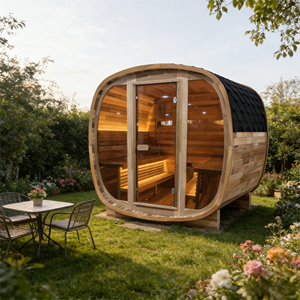 Sauna de Vapor Cuadrada para Exteriores de 4-6 Personas, Construcción de Cedro Rojo con Vidrio Tintado, Bancos de Dos Niveles, Calentador de 6kW - Product Image 2