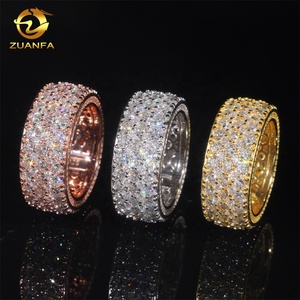 Anillos de Eternidad Hip Hop al por Mayor, Anillo de Plata 925 con Incrustaciones de Diamantes Moissanite para Hombre - Product Image 2
