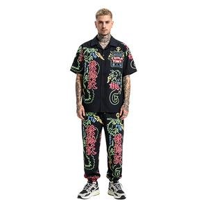 Camicia Hawaiana con Stampa Neon di Chinatown, T-Shirt da <span class=keywords><strong>Uomo</strong></span> di Alta Qualità con Grafica Casual - Product Image 1