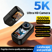 Caméra Sportive Étanche 30M 5K 60fps Double Écran Tactile pour Vélo Moto Casque EIS MicroSD Suivi IA 120°