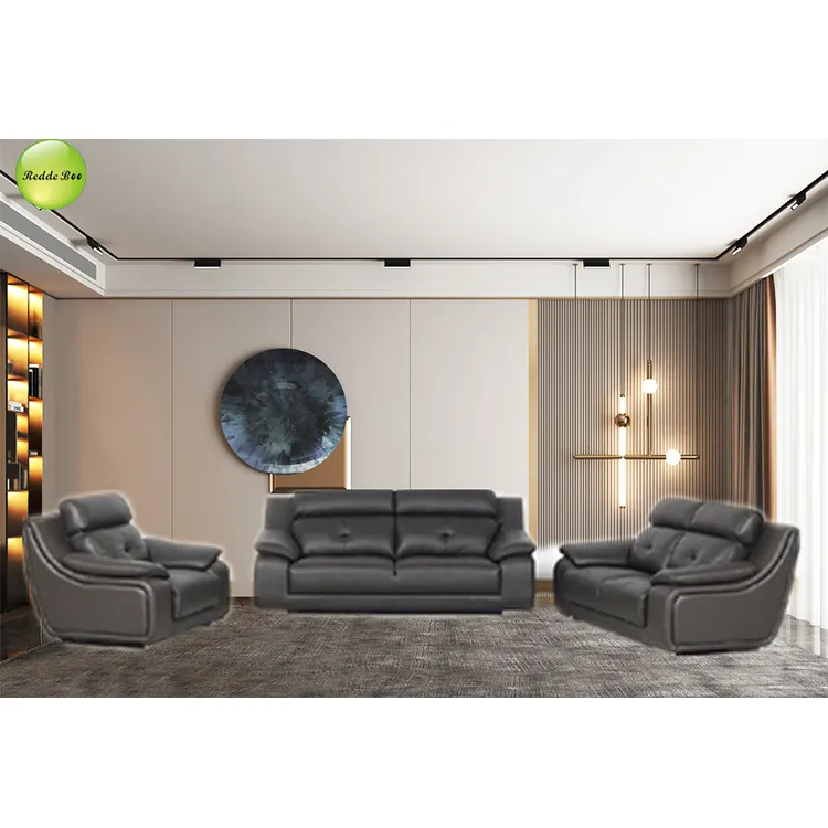 新しいデザインのリビングルーム断面革ソファセットドバイ革ソファ家具大きな深センソファ工場から