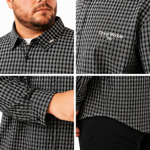 Chemise à carreaux boutonnée pour homme, manches longues, brodée, vintage, en coton, décontractée, grande taille, surdimensionnée, 6XL 7XL - Product Image 6