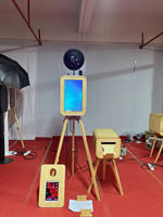 Photomaton à impression instantanée YPT avec cadre en bois et verre trempé, écran tactile de 18,5 pouces, Wi-Fi, NFC, Bluetooth, compatible HDMI, DSLR, GoPro, iPad