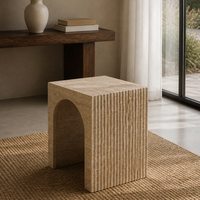 Table basse carrée en travertin, style moderne et minimaliste, avec éléments décoratifs, pour salon, bar à domicile, mobilier d'hôtel, table de chevet