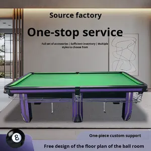 Modelo de ocho rayos, mesa de billar de madera maciza, retorno automático, Club comercial, diseño estándar negro, cojín de lana, bolsillo de cuero - Product Image 5