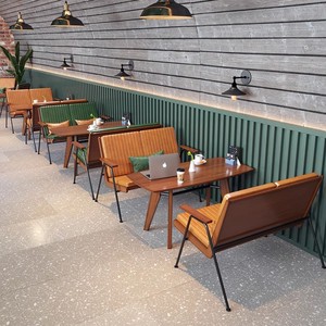 Ensemble de meubles de cafétéria en bois massif de <span class=keywords><strong>haute</strong></span> qualité pour restaurants commerciaux et desserts <span class=keywords><strong>Fauteuil</strong></span> et <span class=keywords><strong>table</strong></span> en cuir personnalisés - Product Image 3