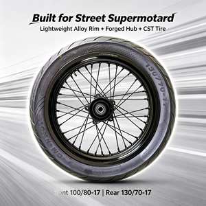Ensemble de roues de <span class=keywords><strong>moto</strong></span> Surron Light Bee 2 de 17 pouces, roues de supermotard, jantes en alliage CNC, pneus slick CST, couleurs personnalisées - Product Image 4